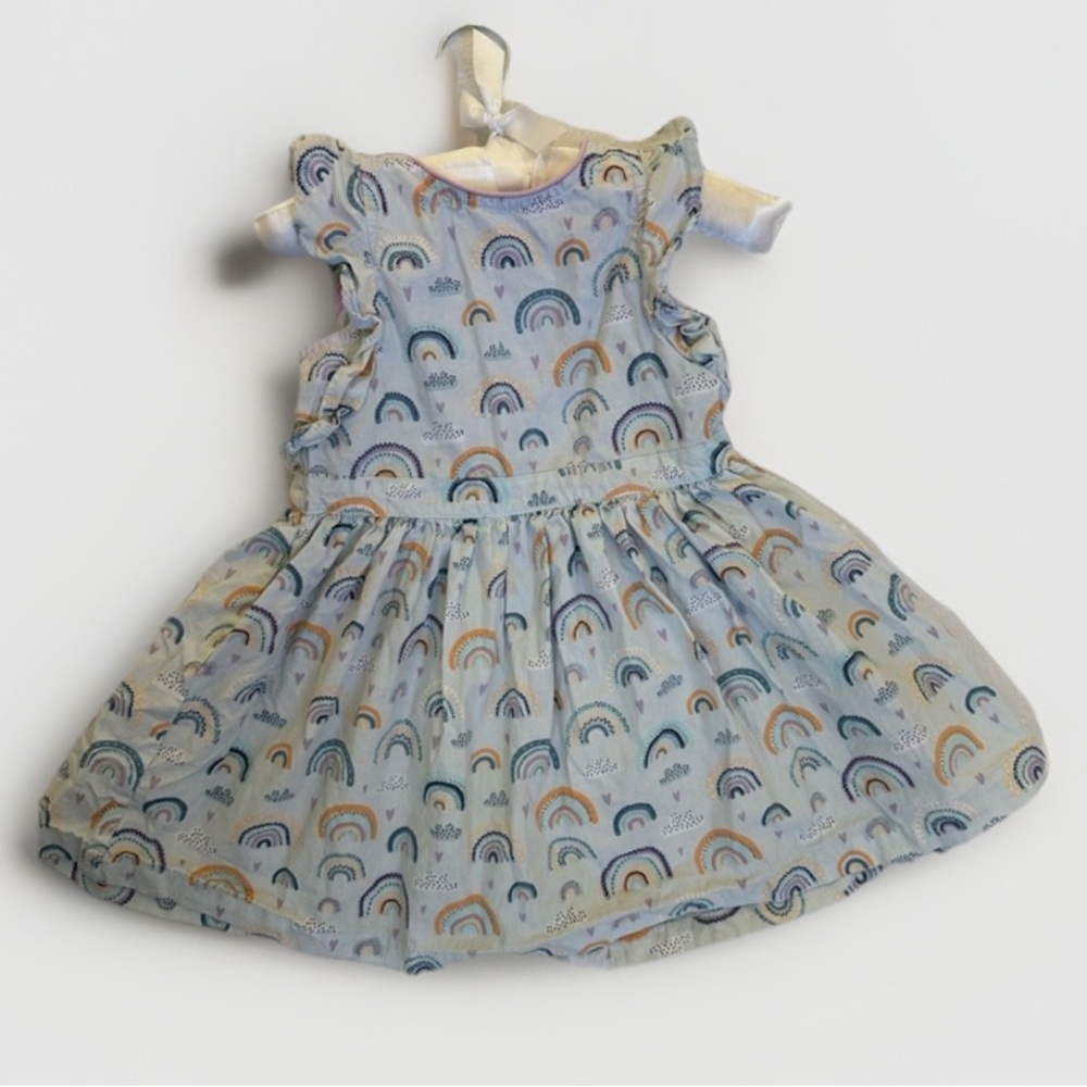 RuffleButts Rainbow Print Twirl Dress Ruffle Sleeve Cotton Toddler Girls Size 2T